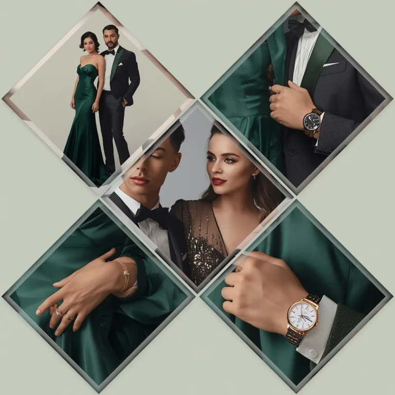 A Diamond Cut Frame Collage of a Romantic Elegant Couple | Sophisticated Collage Diamond-cut