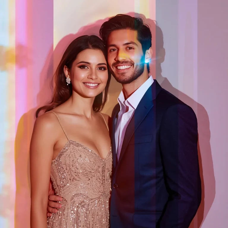 A Prism Inspired Light Collage of a Romantic Fashion Couple | High-end Luxury Collage