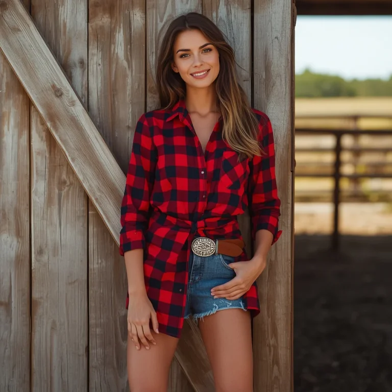 Bold Plaid Shirt Dress with a Western Edge | Prompt seen girl photo editing chatgpt aesthetic