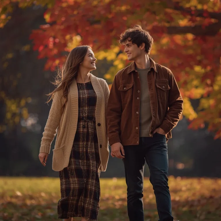 Candid Romantic Stroll in an Autumn Park | Couple Indian Prompt