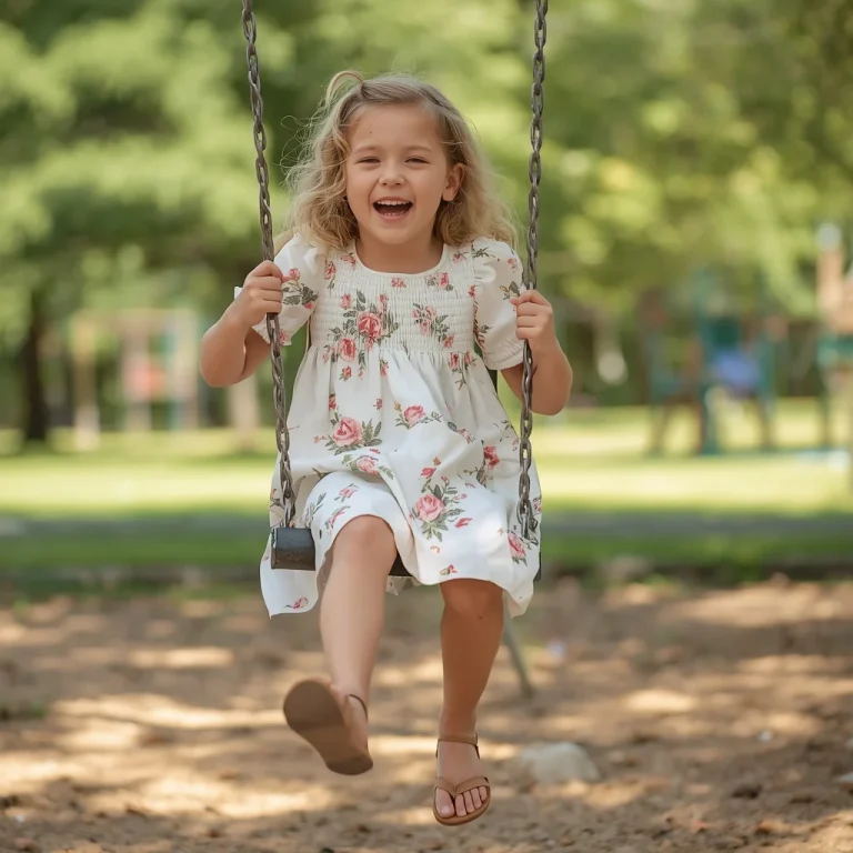 Cute Floral Smock Dress for a Young Girl’s Park Playtime | traditional ai prompt