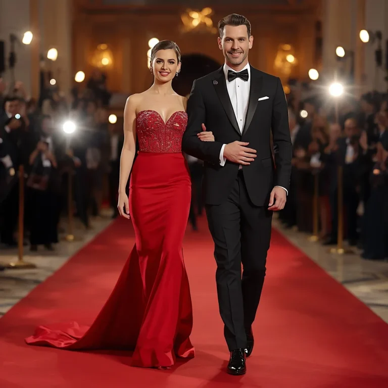 Glamorous Couple’s Gala Night: Red Carpet Confident Stance | Prompt seen trending boy AI photo