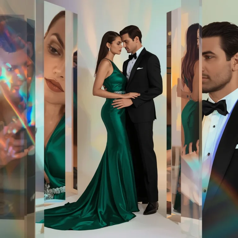 High End Prism Panel Collage of Couple Fashion | Gemini couple romantic prompt copy and paste