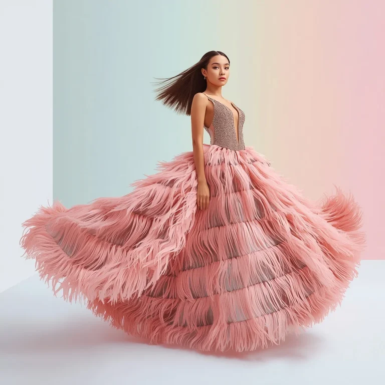Photorealistic Fashion Portrait of Blush Pink Gown | Photorealistic Fashion Portrait