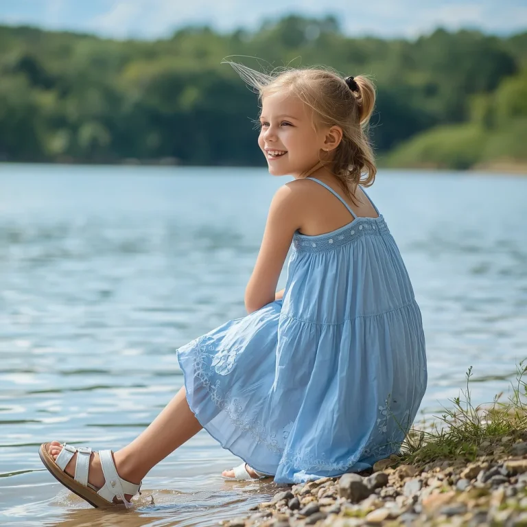 Sweet Flowy Summer Dress for a Girl’s Lakeside Adventure | new ai prompt girl download
